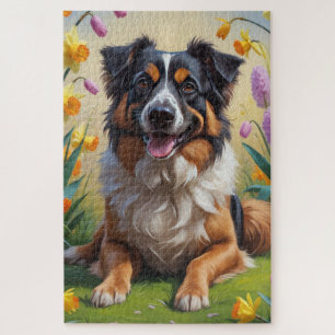 Belgischer Schäferhund Frühlingsblumenmalerei Puzzle