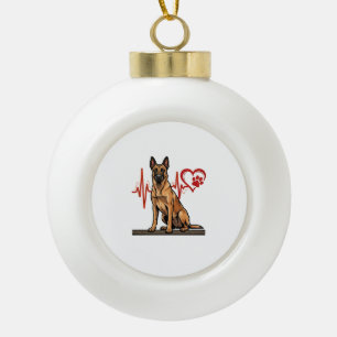 Belgischer Schäferhund Herzschlag Pfote Herz Keramik Kugel-Ornament