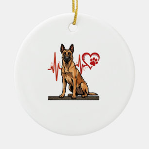 Belgischer Schäferhund Herzschlag Pfote Herz Keramik Ornament