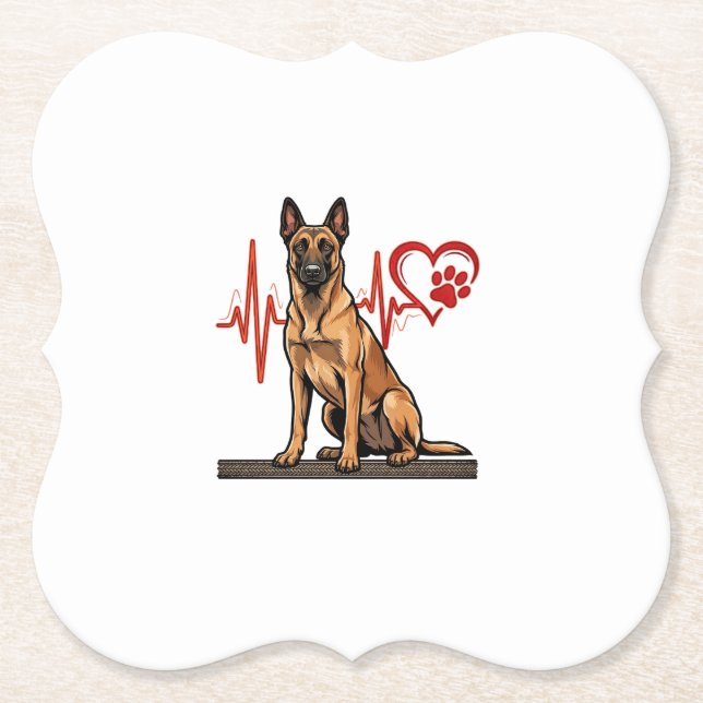Belgischer Schäferhund Herzschlag Pfote Herz Untersetzer (Vorderseite)