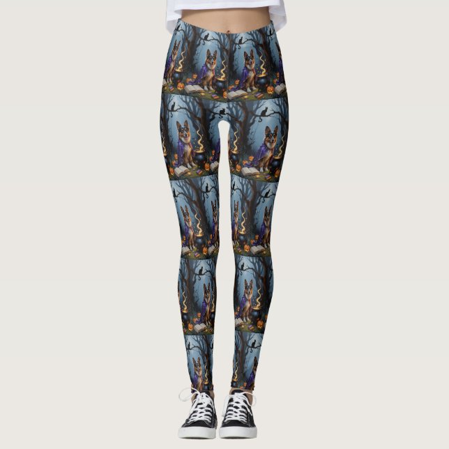 Belgischer Schäferhund Hund Kalkmalerei Leggings (Vorderseite)