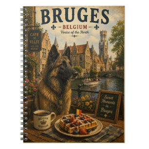 Belgischer Schäferhund in Brügge Vintage-Reisekuns Notizblock