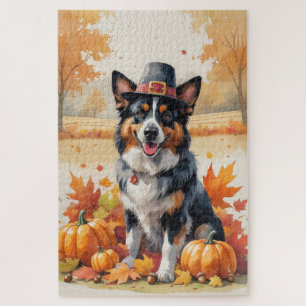 Belgischer Schäferhund in Herbstlaub-Erntedank-Kun Puzzle