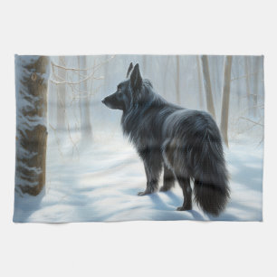 Belgischer Schäferhund Lass es schneien Weihnachte Geschirrtuch