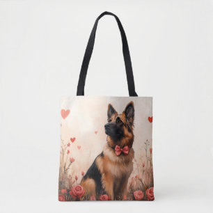 Belgischer Schäferhund mit Rosen - Valentinstag