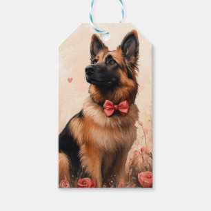 Belgischer Schäferhund mit Rosen - Valentinstag Geschenkanhänger