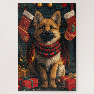 Belgischer Schäferhund mit Weihnachtsgeschenken Ka Puzzle
