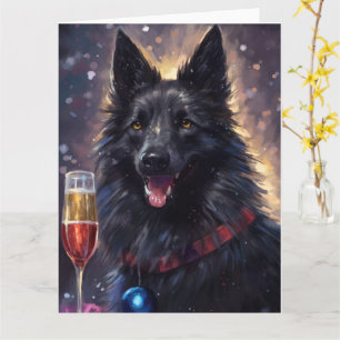 Belgischer Schäferhund Neujahr Karte
