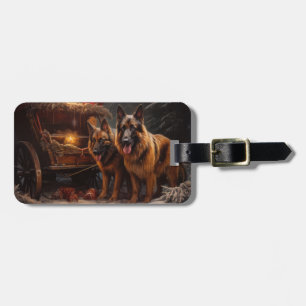 Belgischer Schäferhund Snowy Sleigh Weihnachtsdeko Gepäckanhänger