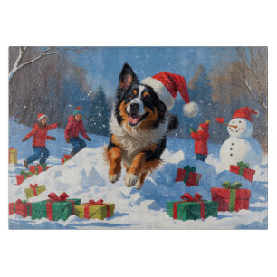 Belgischer Schäferhund Weihnachtliche Schneeszene Schneidebrett