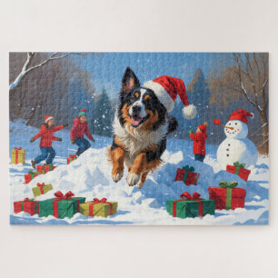 Belgischer Schäferhund Weihnachtliches Schneeszena Puzzle