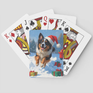 Belgischer Schäferhund Weihnachtliches Schneeszena Spielkarten