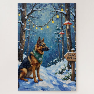 Belgischer Schäferhund Weihnachts-Zauberwald Puzzle