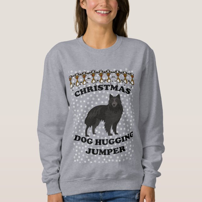 Belgischer Schäferhund Weihnachtshund umarmt Sweatshirt (Vorderseite)