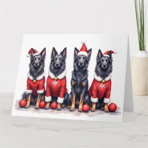 Belgischer Schäferhund Weihnachtskleid Santa Hut Karte