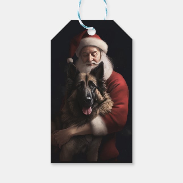 Belgischer Schäferhund Weihnachtsmann Feierliche W Geschenkanhänger (Vorderseite)