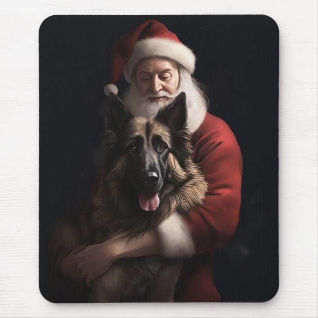 Belgischer Schäferhund Weihnachtsmann Feierliche W Mousepad (Vorne)