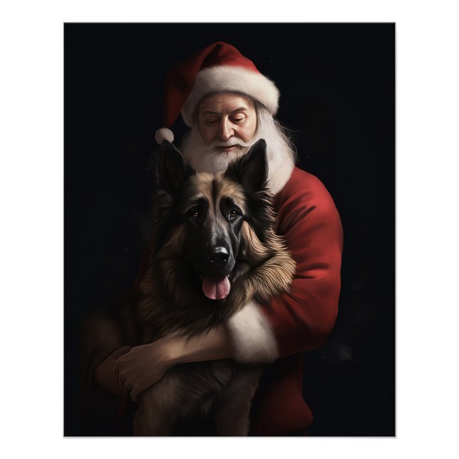 Belgischer Schäferhund Weihnachtsmann Feierliche W Poster (Vorderseite)