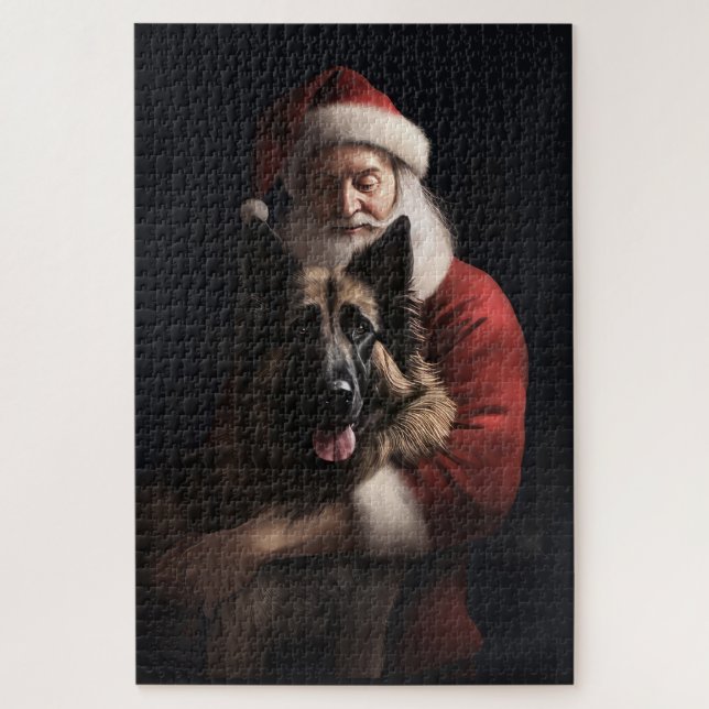 Belgischer Schäferhund Weihnachtsmann Feierliche W Puzzle (Vertikal)