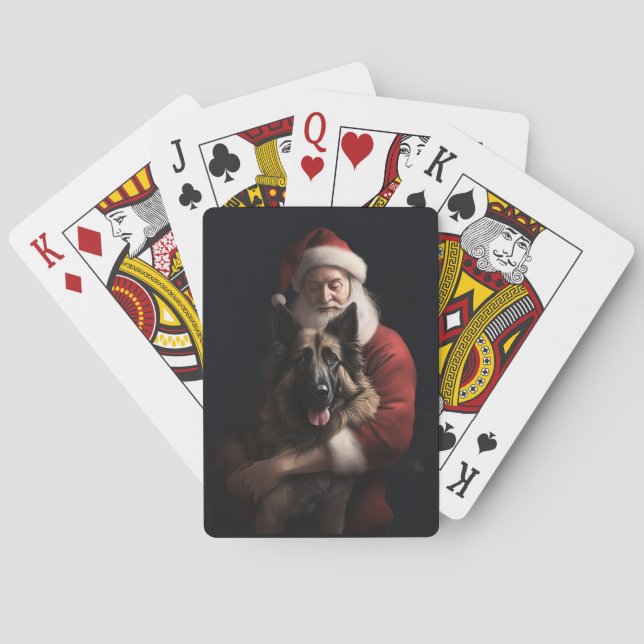 Belgischer Schäferhund Weihnachtsmann Feierliche W Spielkarten (Rückseite)
