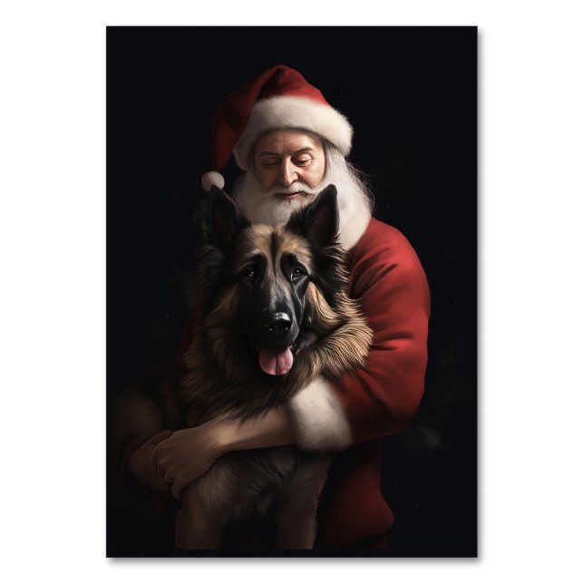 Belgischer Schäferhund Weihnachtsmann Feierliche W Tischnummer (Vorderseite)