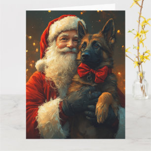 Belgischer Schäferhund Weihnachtsmann Festliches W Karte