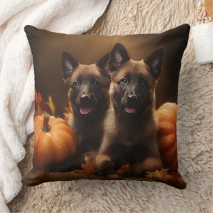Belgischer Schäferhund-Welpe Herbstfreude Kürbis Kissen