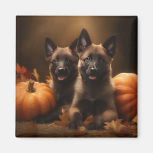 Belgischer Schäferhund-Welpe Herbstfreude Kürbis Magnet