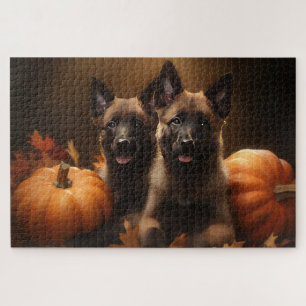 Belgischer Schäferhund-Welpe Herbstfreude Kürbis Puzzle
