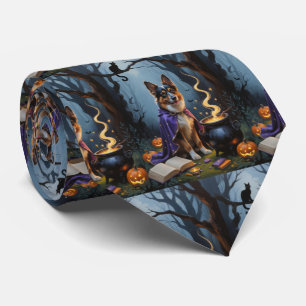 Belgischer Schäferhund Whimsical Halloween-Malerei Krawatte