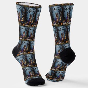 Belgischer Schäferhund Whimsical Halloween-Malerei Socken