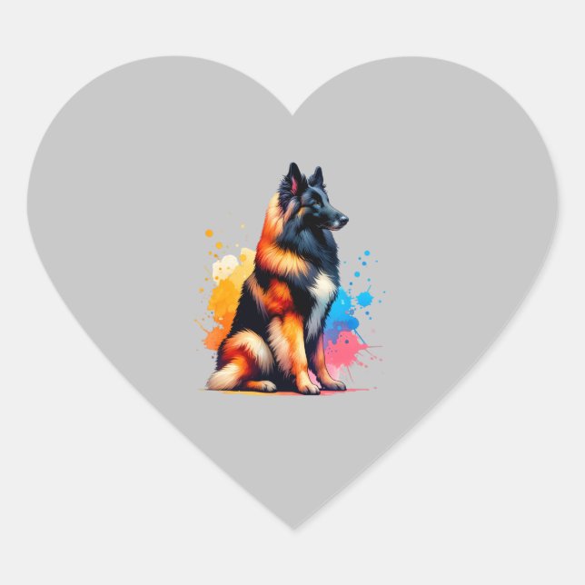 Belgischer Schafhund Herz-Aufkleber (Vorderseite)
