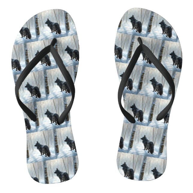 Belgischer Schafhund lässt Schnee Weihnachten Flip Flops (Fußbett)