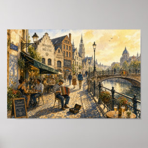 Belgischer Tavern-Barman-Toast-Szene-Poster Poster