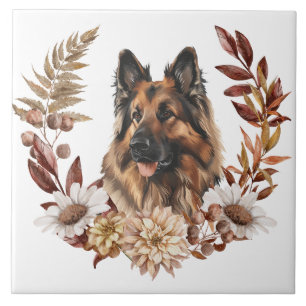 Belgischer Tervuren Dog Herbstkranz Fliese