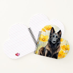 Belgischer Tervuren-Hundefreund und Mohnblumen Notizbuch
