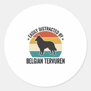 Belgischer Tervuren Vintage-Hundefan-Shirt-Design_ Runder Aufkleber