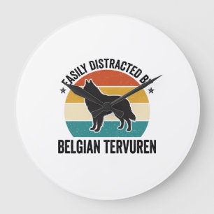 Belgischer Tervuren Vintage-Hundefreund-Shirt-Desi Große Wanduhr