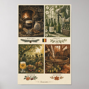 Belgisches Bier durch die Jahreszeiten Poster