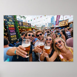 Belgisches Bierfest-Freundesnachtplakat Poster