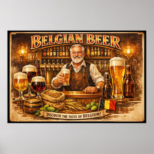 Belgisches Bierlokal Wärme Vintage Poster