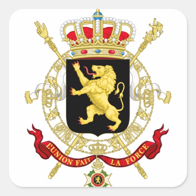Belgisches Emblem - Wappen Belgiens Quadratischer Aufkleber (Vorderseite)