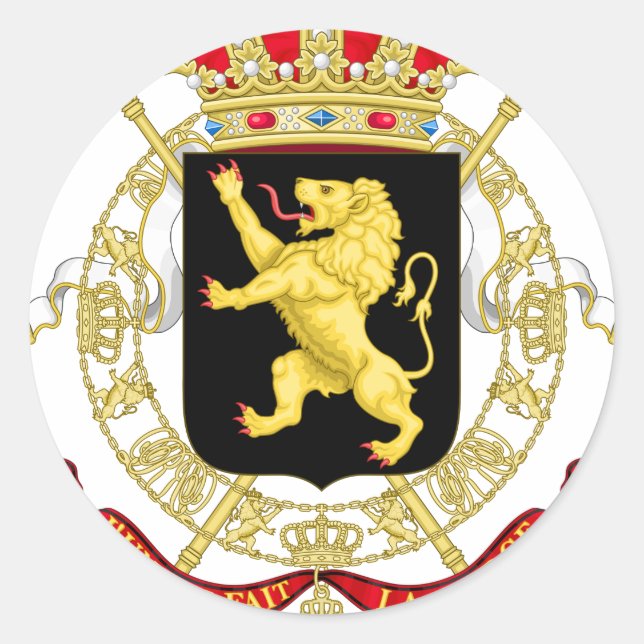 Belgisches Emblem - Wappen Belgiens Runder Aufkleber (Vorderseite)