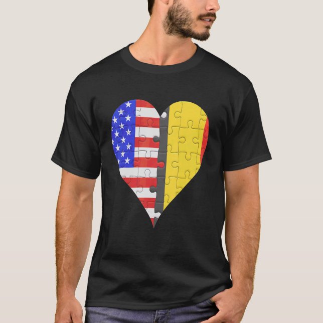 Belgisches Flaggenherz T-Shirt (Vorderseite)