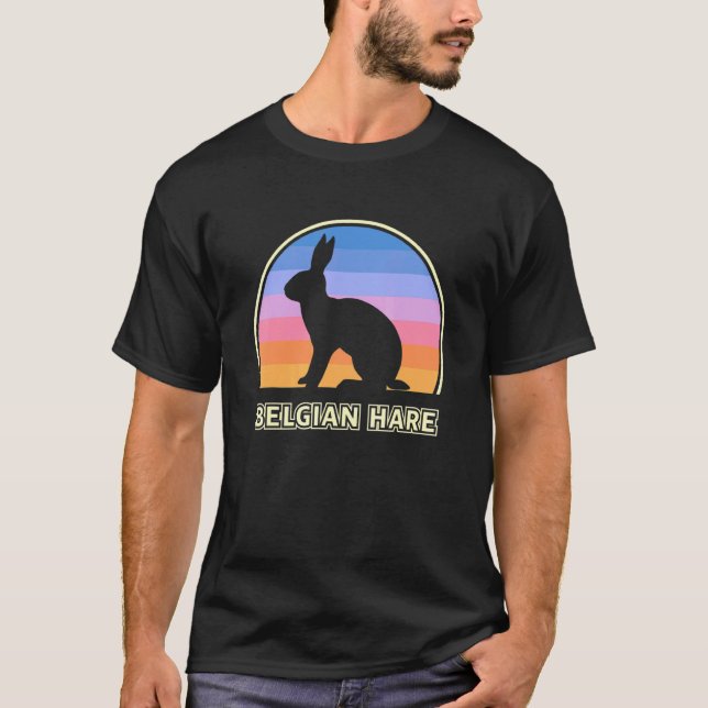 Belgisches Hare Vintag Sunset Rabbit T-Shirt (Vorderseite)
