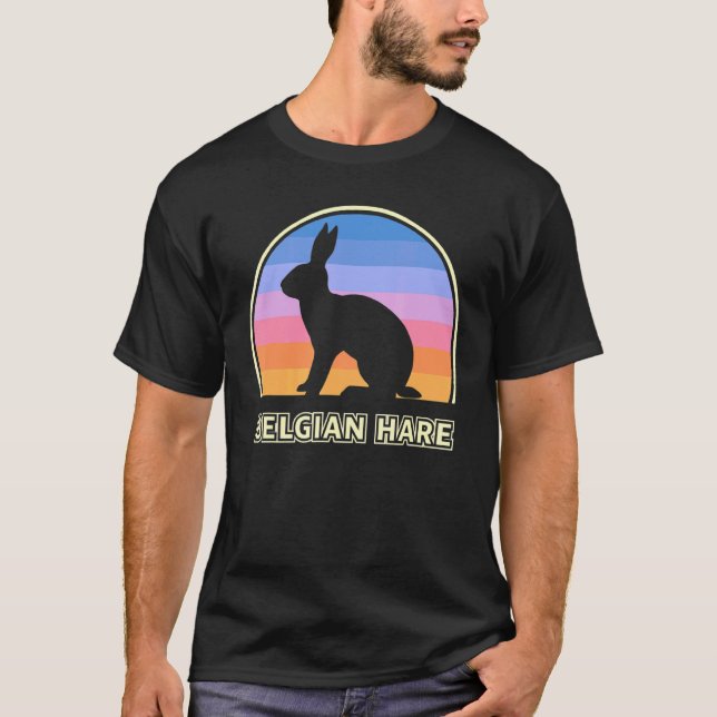 Belgisches Hare Vintag Sunset Rabbit T-Shirt (Vorderseite)