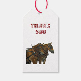 Belgisches Kaltblut-Gespann-Geschenk-Tag Geschenkanhänger