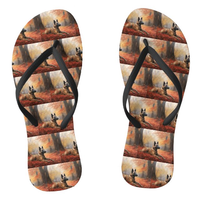 Belgisches Malinoi im Herbst Leaves Fall Inspirier Flip Flops (Fußbett)