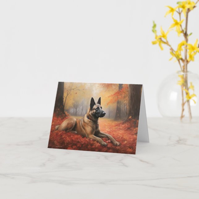 Belgisches Malinoi im Herbst Leaves Fall Inspirier Karte (Gelbe Blume)