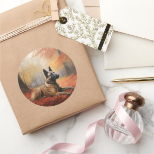 Belgisches Malinoi im Herbst Leaves Fall Inspirier Runder Aufkleber